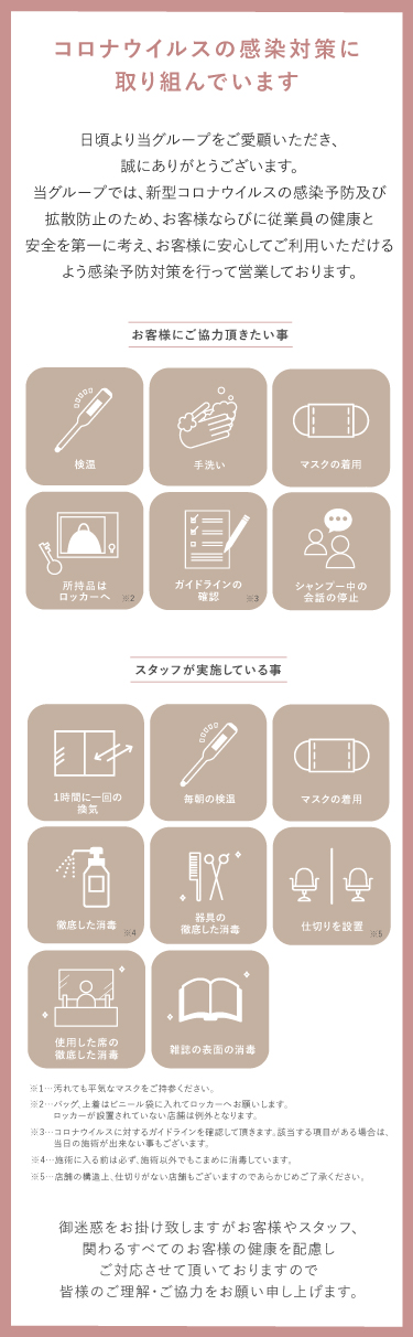 コロナウイルスの対策に取り組んでいます